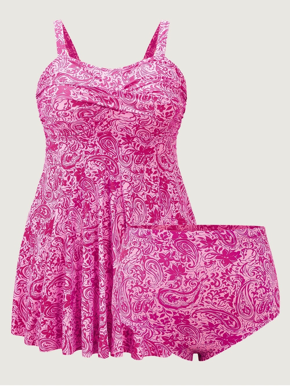 BloomChic Paisley Print Twist Front Swim Dress - 18/20/2X